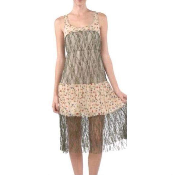 A'reve Sleeveless Midi Dress Floral Green Lace Size Medium - Picture 10 of 10